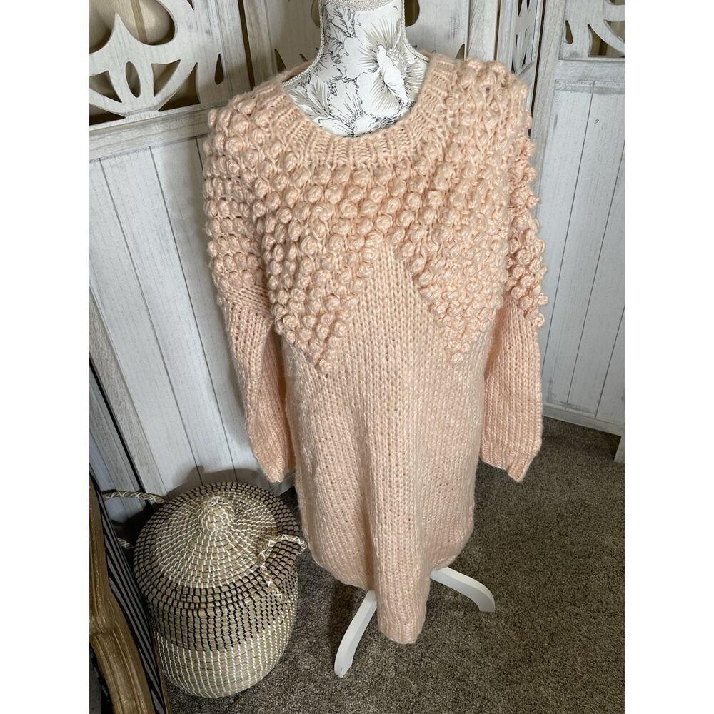 Foxiedox Womens Shift Dress Peach Chunky Sweater Dress Cozy Size P XL